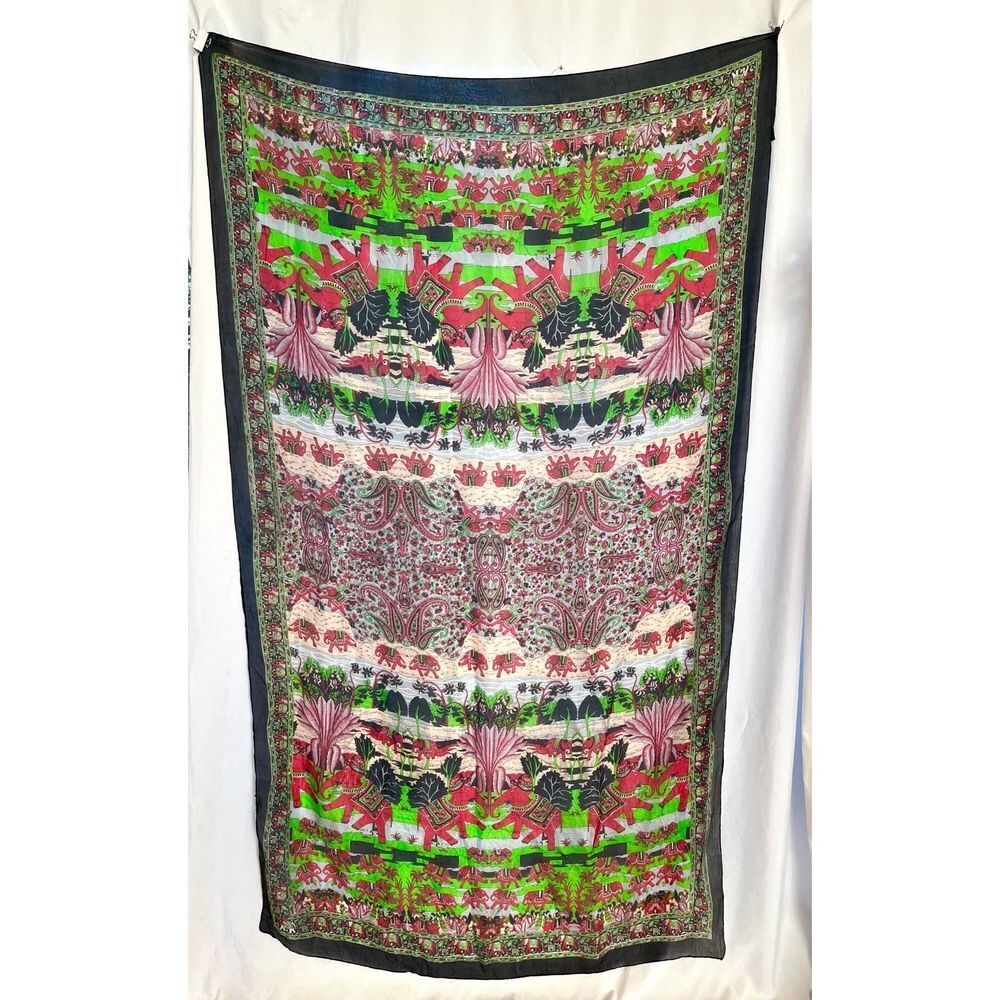 Silk Elephant Scarf Wrap from India